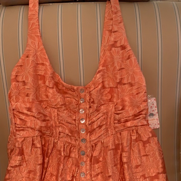 FREE PEOPLE EMBROIDERED MAXI DRESS IN APRICOT STUNNING FULLY LINED SIZE 6 - Picture 10 of 13